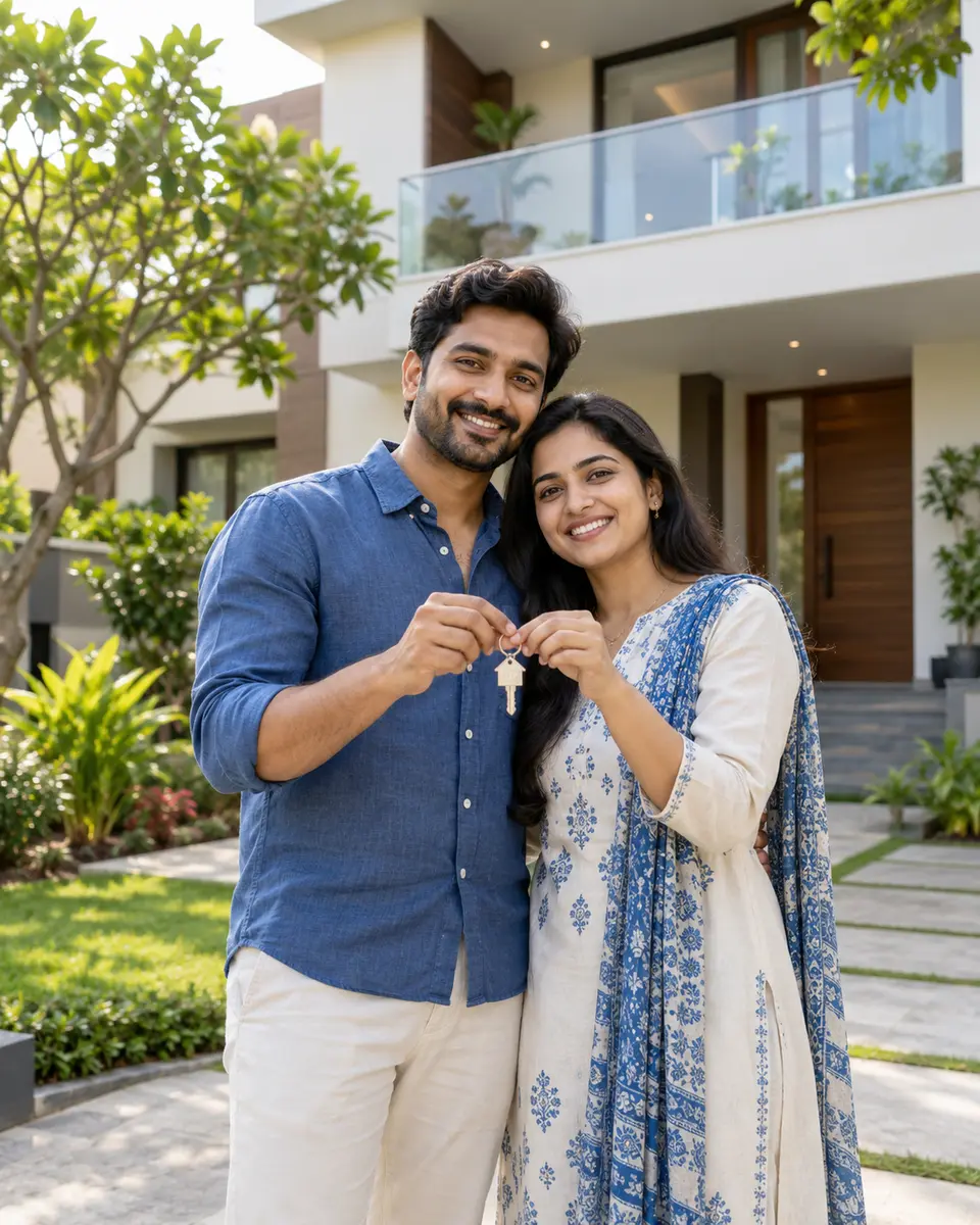Couple outside a residential home